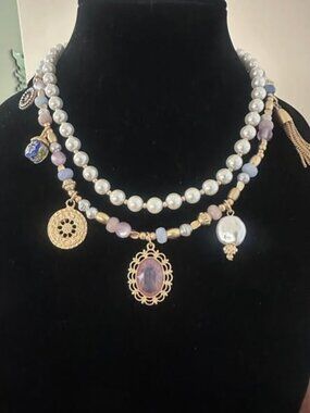 NWT CHICO'S Genuine Jade Stone Charm Short Necklace.